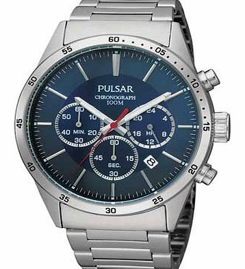 Mens Blue Dial Chronograph Sports Watch