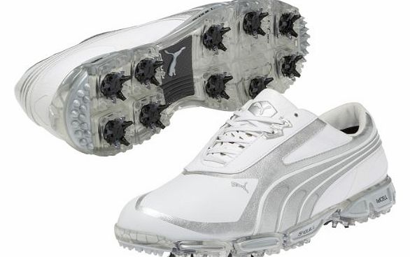 Puma 2013 Mens AMP Cell Fusion SL Golf Shoes - White/Silver - UK 10