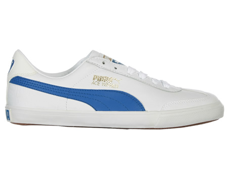 Puma Ace Winner White/Blue Leather Trainers