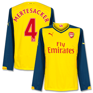Arsenal Away L/S Mertesacker No.4 Shirt 2014