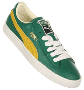 Puma Basket Classic Green/Yellow Leather Trainers