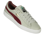 Basket Classic Grey/Burgundy Leather Trainers