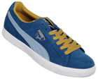 Clyde Script Blue/Yellow Suede Trainers