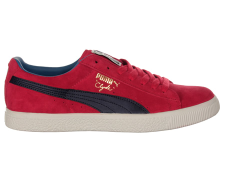 Clyde Script Red/Navy Suede Trainers