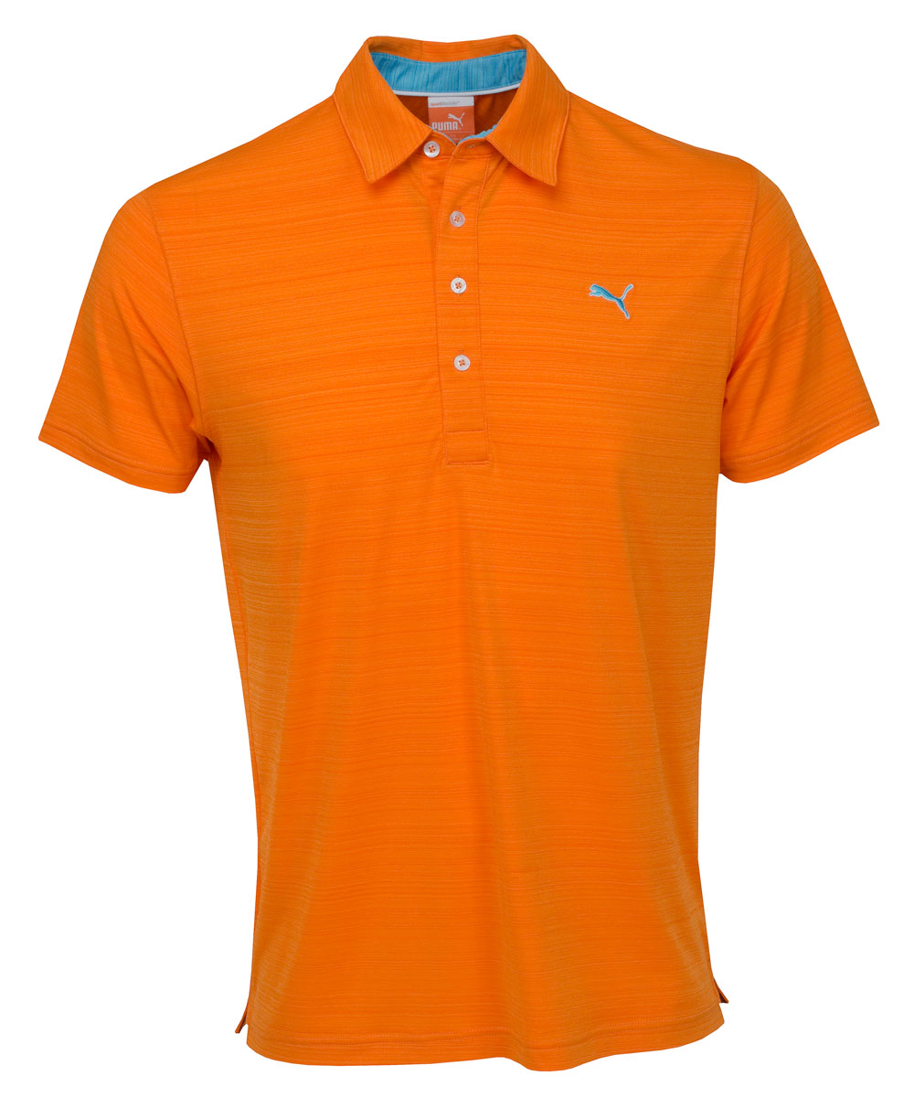 Puma Golf Barcode Stripe Polo Vibrant Orange