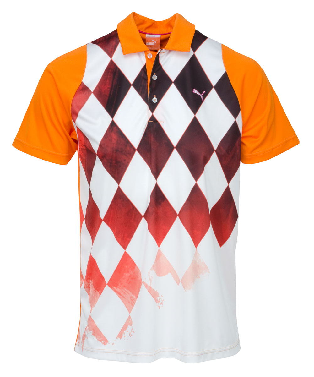 Puma Golf Duo-Swing Diamond Polo Vibrant Orange