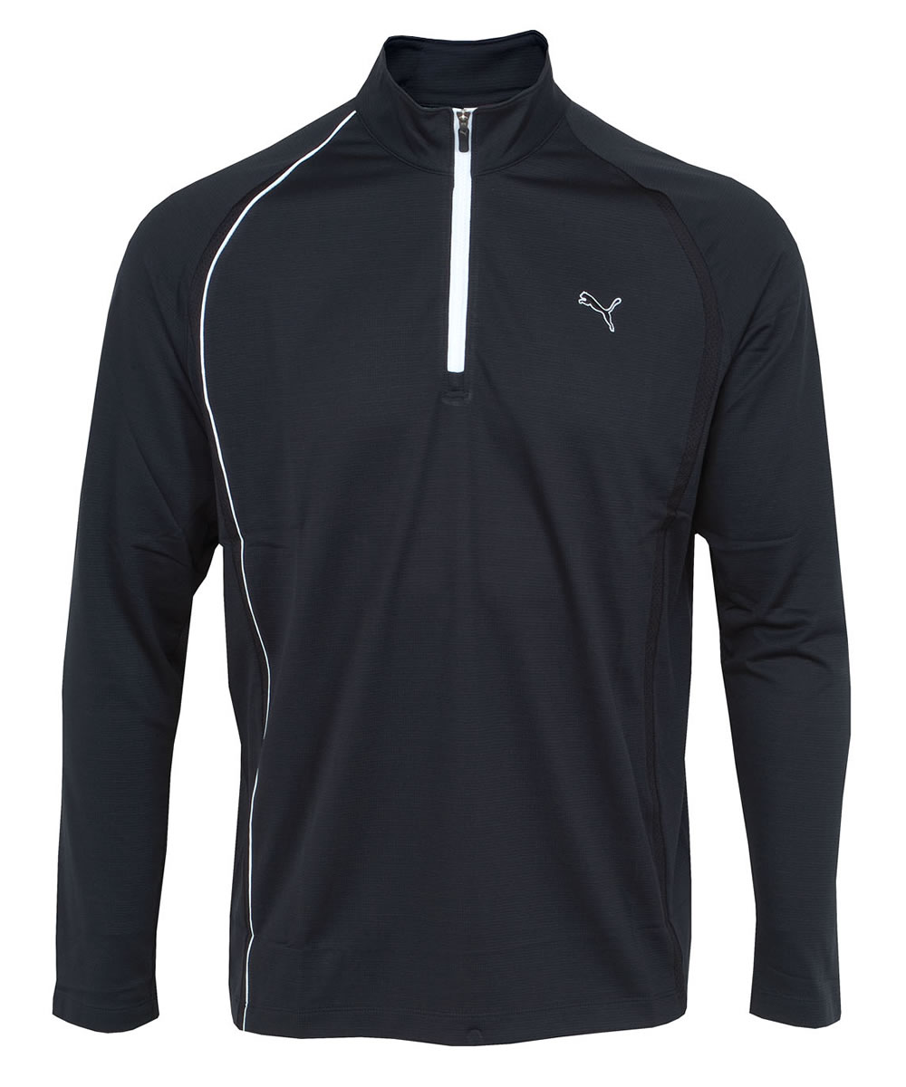 Golf Long Sleeve 1/4 Zip Polo Shirt Black