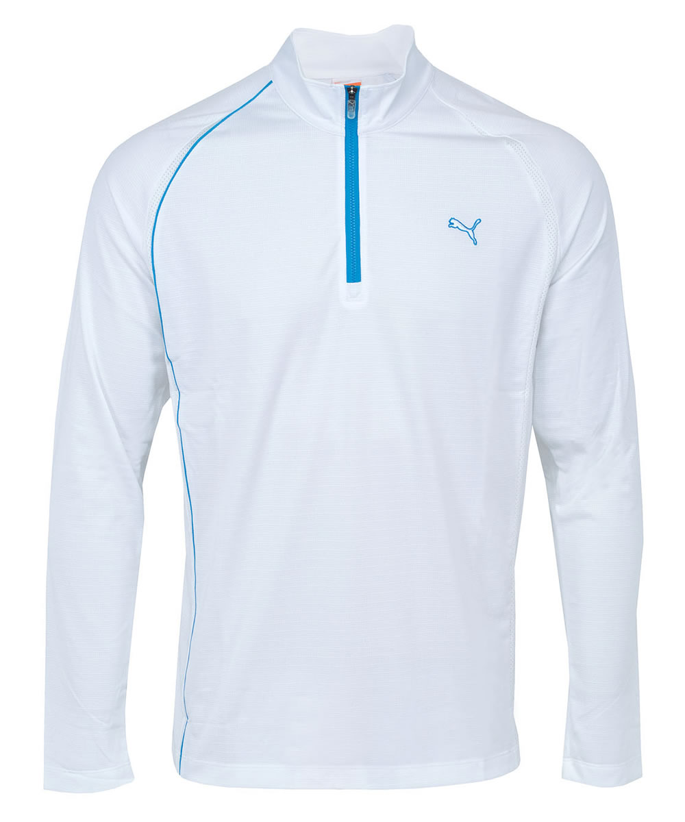 Golf Long Sleeve 1/4 Zip Polo Shirt White