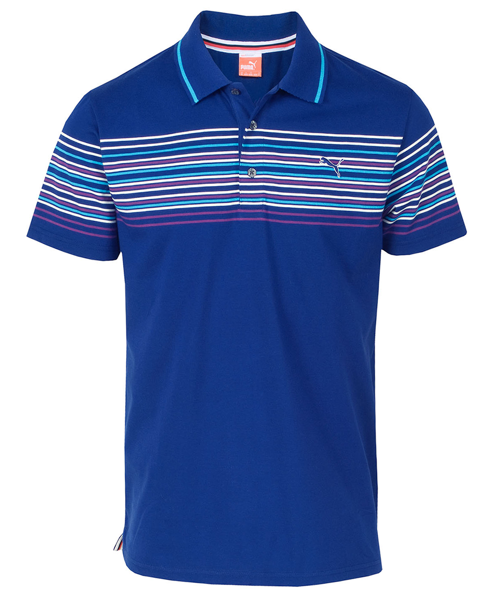 Golf Wrap Stripe Polo Shirt Blue Depths