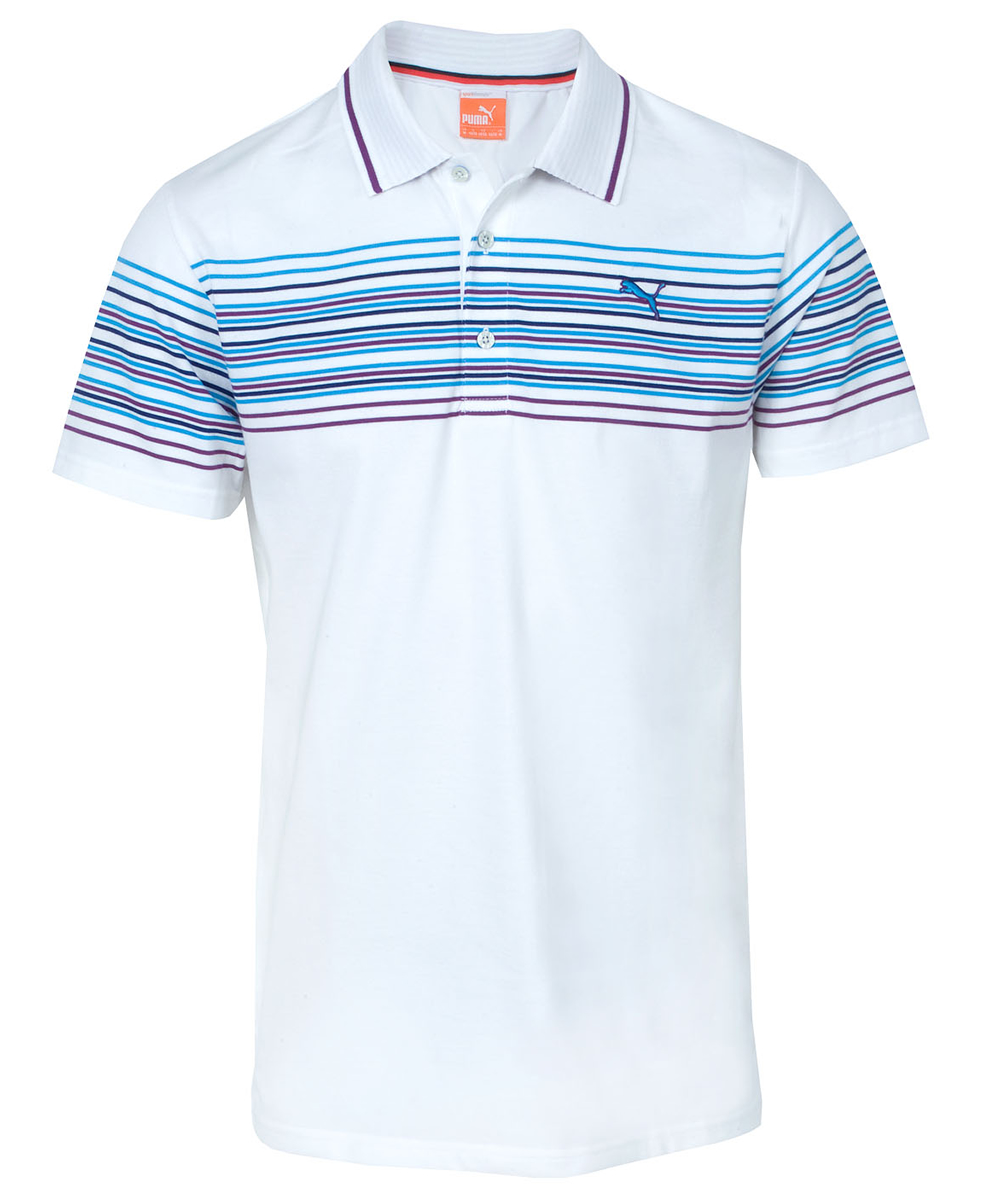 Puma Golf Wrap Stripe Polo Shirt White/Gloxinia