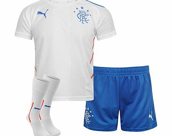 Kids Boys Rangers Away Kit 2014 2015 Mini Football Shorts Shirt Socks White/Blue 5-6 Yrs