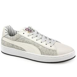 Puma Male Basket Ii Scroll 80 Leather Upper Fashion Trainers in White and Grey