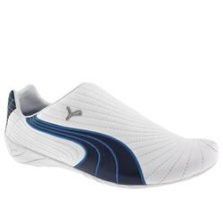 Male Budoka Slip On Manmade Upper Fashion Trainers in White and Blue