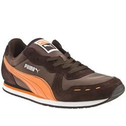 Male Cabana Racer Manmade Upper Fashion Trainers in Brown and Orange