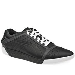 Male Clear Cut L Leather Upper Fashion Trainers in Black