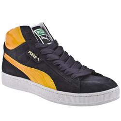 Male Mid Pf Suede Upper Fashion Trainers in Navy and Gold