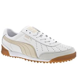 Male Puma Trim Quick Leather Upper Fashion Trainers in White and Gold
