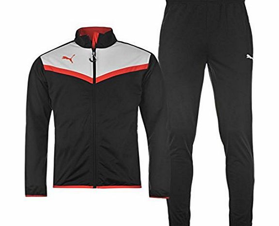 Puma Mens Poly Suit Tracksuit Jacket Meshed lining and Bottoms Pants Trousers Black/White XXL