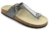 Platino `Melina` Ladies Glitter Toepost Sandals - Pewter - 8 UK