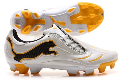Puma PowerCat 3.10 FG Football Boots White/Black/Yellow