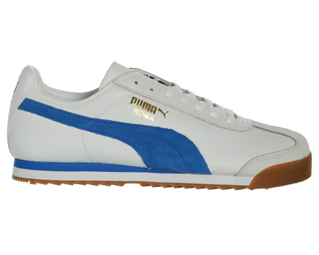 Roma Classic White/Blue Leather Trainers