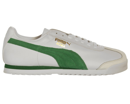 Roma Classic White/Green Leather Trainers