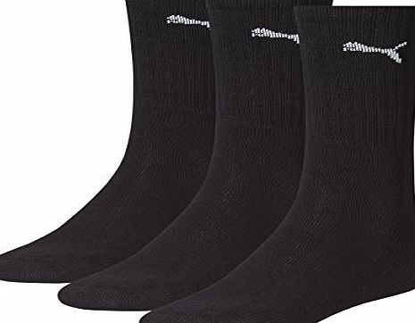 Puma Sports Socks Unisex Crew (3 Pair Pack), Black, UK Size 12-14