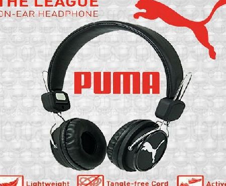 Puma THE LEAGUE Lightweight Stereo Headphones with Detachable Tangle Free Cord amp; Adjustable Headband