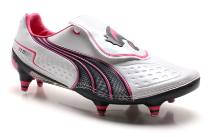 Puma V1.11 SG Football Boots White/Navy/Pink