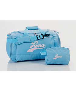 Womens Blue Script Holdall and Wash Bag