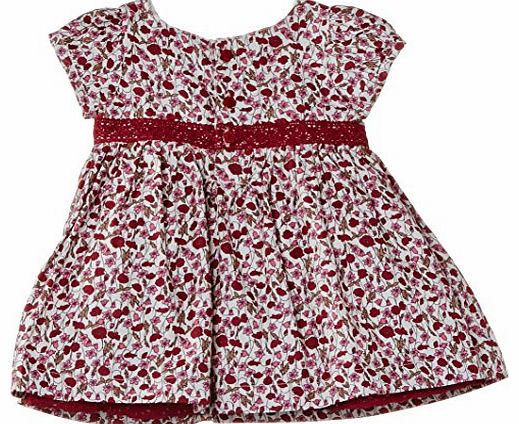 Baby Girls Liberty Print Short Sleeve Dress, Brown (Seed Pearl), 6-12 Months