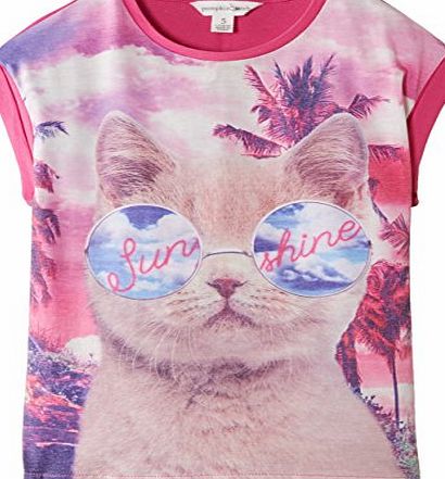 Pumpkin Patch Girls Happy Cat Graphic T-Shirt, Azalea Pink, 7 Years