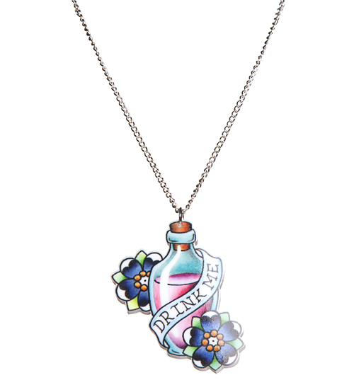 Drink Me Wonderland Tattoo Necklace from Punky