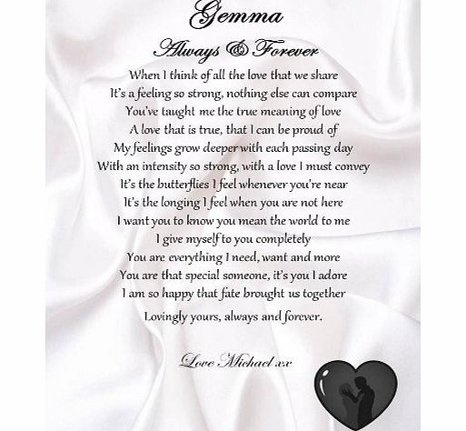 Pure Essence Greetings Personalised Romantic Poem Scroll - Always 