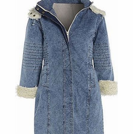 Pure Womens Denim Parka Coat, Sizes UK 10, 12, 14 (UK - 14, Denim Blue)