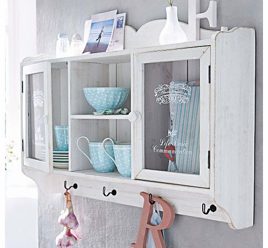 PureDay Shabby Chic Wooden Wall Cabinet, Antique White Finish