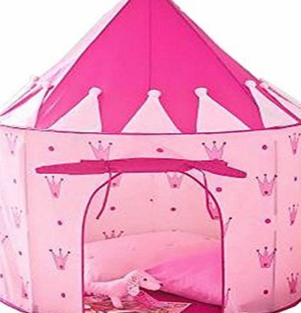 2015 Pink Crown Fairy Princess Tale Castle Pop Up Childrens Tent with Windows and Roll Up Door Pink Girls Indoor or Outdoor Use Girls Pink Toy Play Tent / Playhouse / Den