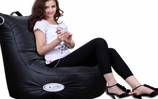 Puregadgets Adult Size XXL Speaker Leather Beanbag High Back Chair for Gaming Music Ipod Iphone Bean Bag Pod Seat available in Black