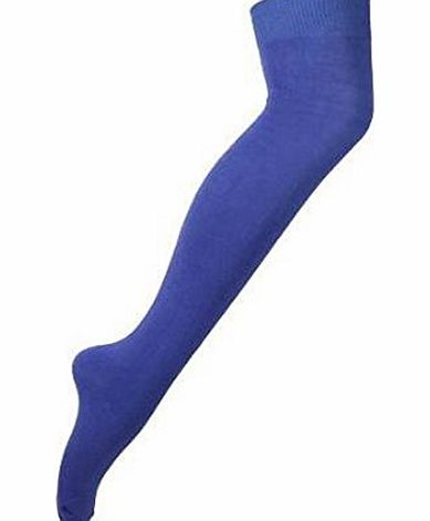 New Womens Over Knee Long Casual Ladies Thigh High Plain Stretch Fit Cotton Overknee Socks Black
