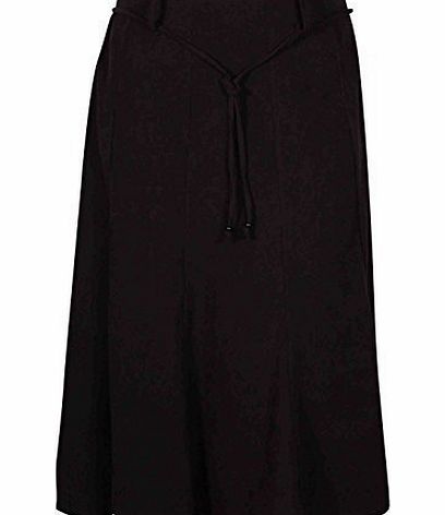 Purple Hanger Womens Suede Belted Ladies Elasticated Waist Flared Plain Long Maxi Skater Skirt Plus Size Black 12