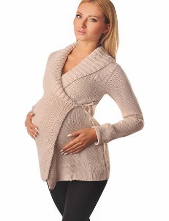 Purpless Maternity Warm Maternity Wrap Over Cardigan Coat Pregnancy Nursing 9002 Variety of Colours (12/14, Beige)