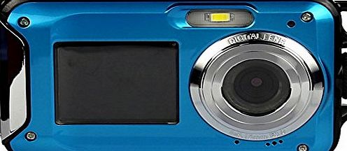 Pyrus  Double Screens Waterproof Digital Camera 2.7 inch  1.8 inch Screens HD 1080P CMOS 16x Zoom Camcorder Mini Camera-Blue