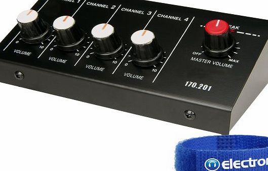 QTX Sound Portable Lightweight 4 Channel Microphone DJ PA Mixer with Jack Inputs
