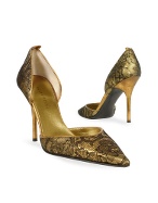 Gold Lace Leather dOrsay Evening Shoes