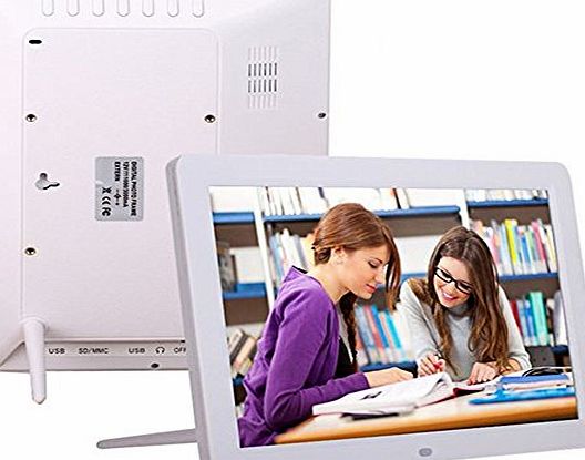 Quarice 12 Inch Full HD LED Digital Picture Frame Remote Digital Album HD Music Player Alarm Clock Holder Remote Control (White)