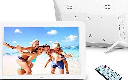 Quarice 12 Inch Multifunctional HD Digital Photo Frame Electronic Picture Album with Mirror Panel Music Video E-book Time Alarm Remote Control (White)