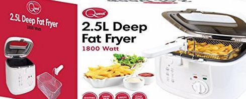 Quest Removable Observation Window Lid Adjustable Thermostat Cool Touch Deep Fat Fryer, 2.5 Litre, 1800 W