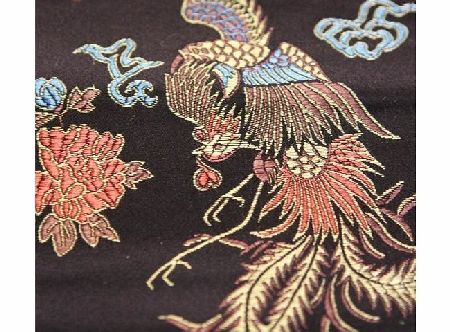 QUICKFABRICS CHINESE ORIENTAL BLACK amp; GOLD DRAGON EMBROIDERED BROCADE SILKY SATIN DRESS CUSHIONS FABRIC SILKY SATIN TOUCH AND FEEL 45 INCH WIDTH amp; SOLD BY THE METRE