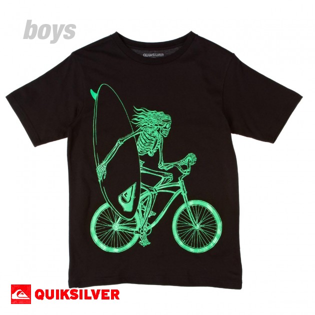 Boys Quiksilver Bike Bones T-Shirt - Black