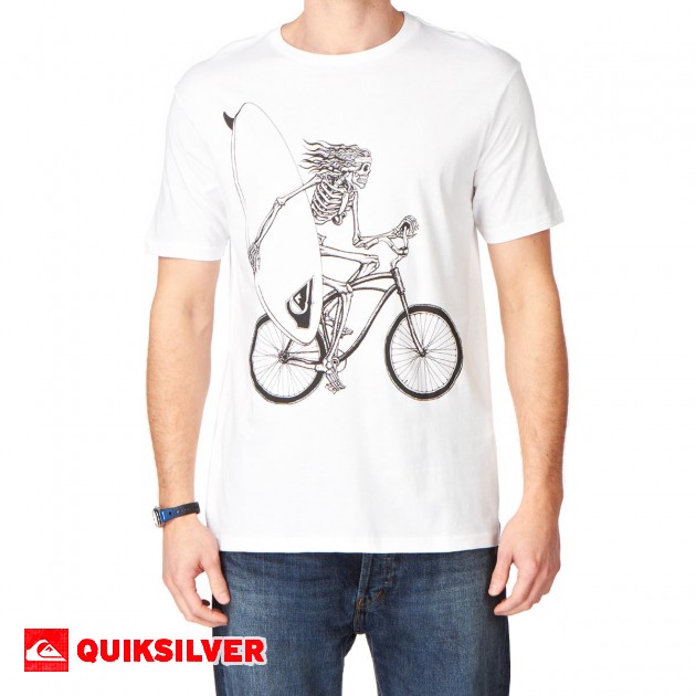 Mens Quiksilver Bike Bones T-Shirt - White